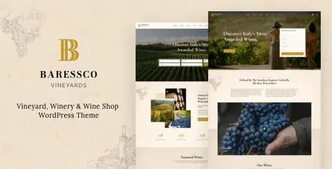 Baressco – Wine, Vineyard & Winery WordPress Theme product artwork