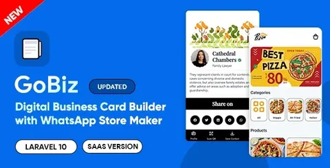 GoBiz- Digital Business Card + WhatsApp Store Maker – SaaS product artwork