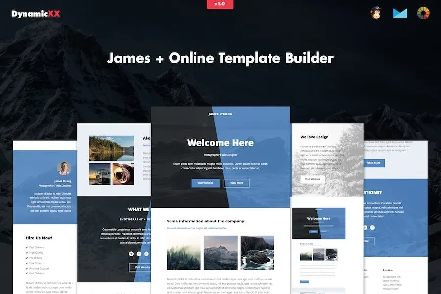James – Responsive Email + Online Template Builder product artwork