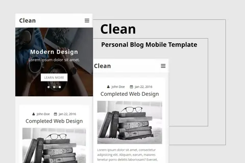 Clean – Personal Blog Mobile Template product artwork