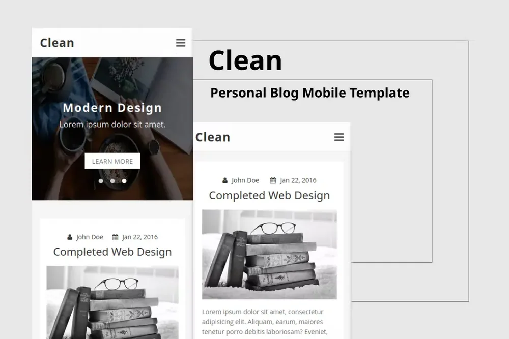 Clean – Personal Blog Mobile Template product artwork