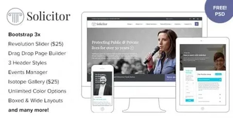 Solicitor Law Business Responsive WordPress Theme product artwork