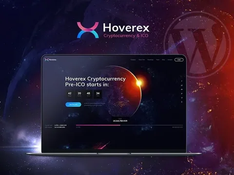 Hoverex – Cryptocurrency & ICO WordPress Theme + Spanish product artwork