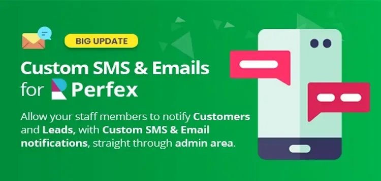 Custom SMS & Email Notifications module for Perfex CRM product artwork