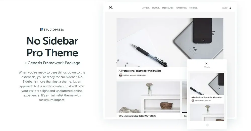 No Sidebar Pro Theme product artwork