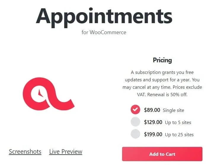 WooCommerce Appointments product artwork