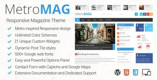 Metro Magazine Responsive WordPress Theme product artwork
