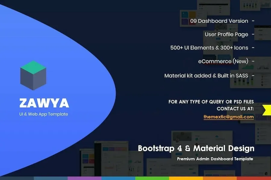 Zawya – Bootstrap 4 & Material Design Admin Panel product artwork