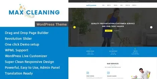 Max Cleaning – Cleaning Company WordPress Theme product artwork