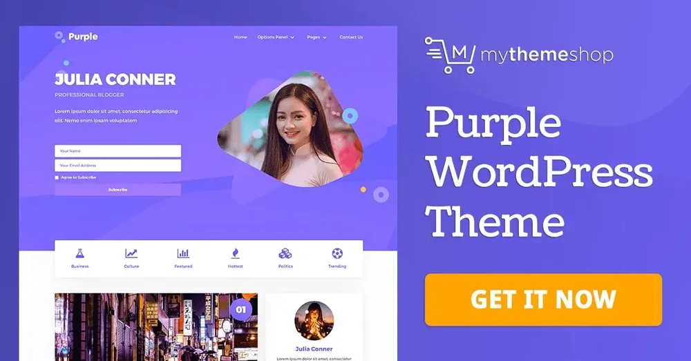 MyThemeShop Purple WordPress Theme product artwork