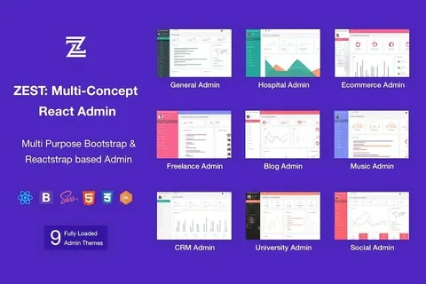 Zest: Multi-Concept React Admin Template product artwork