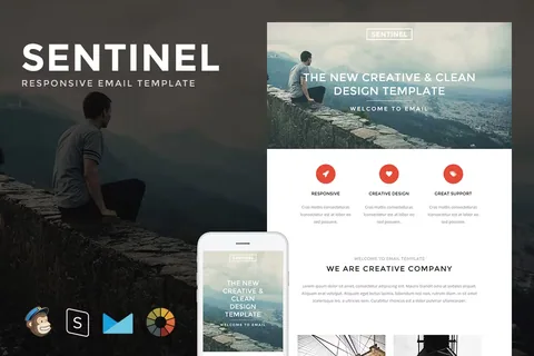 Sentinel – Responsive Email + StampReady Builder product artwork