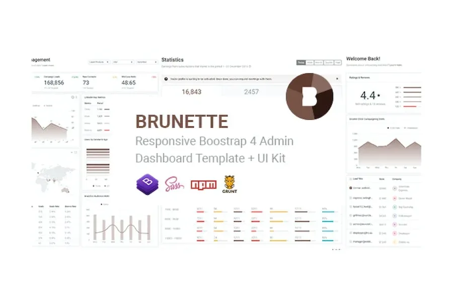 Brunette – Bootstrap 4 Admin & Powerful UI Kit product artwork
