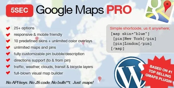 5sec Google Maps Pro WordPress Plugin product artwork