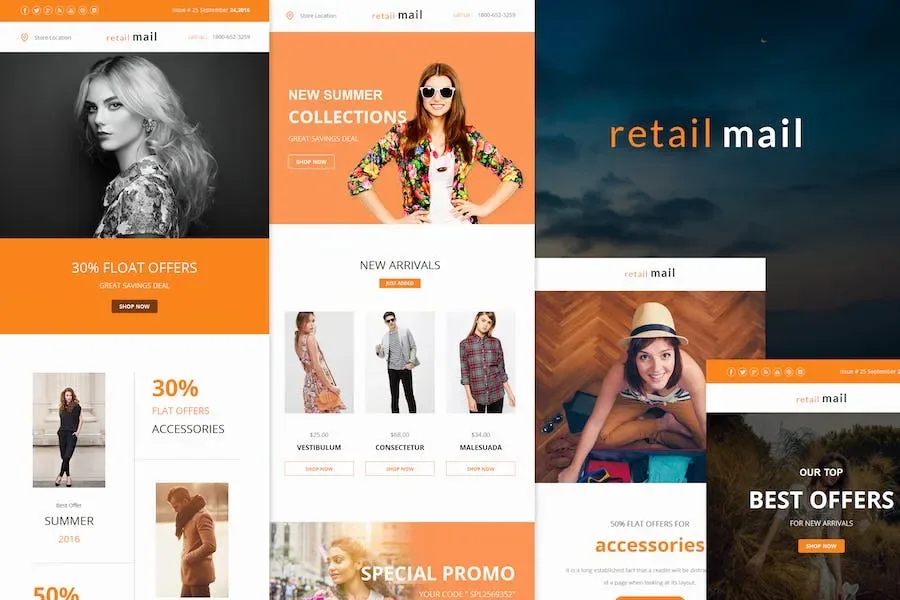 Retail Mail – Responsive E-mail Templates set product artwork