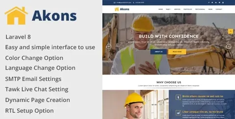 Akons- Building and Construction Website CMS product artwork