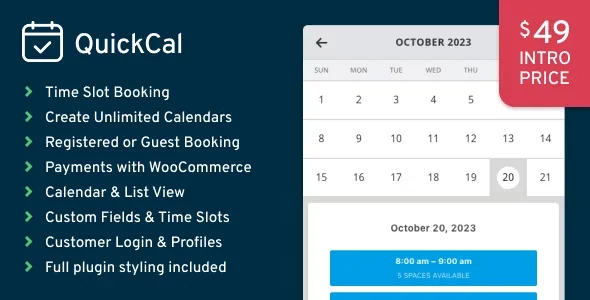 QuickCal – Appointment Booking Calendar for WordPress product artwork