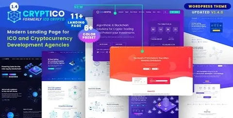 Cryptico – ICO Crypto Landing & Cryptocurrency WordPress Theme product artwork