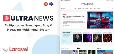 UltraNews – Laravel Newspaper, Blog Multilingual System with support AI Writer, Content Generator product artwork