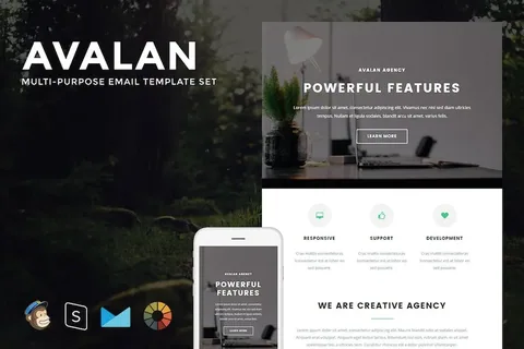 Avalan – Responsive Email + StampReady Builder product artwork
