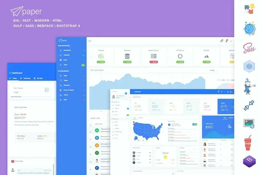 Paper Panel Bootstrap 4 Admin Dashboard Template product artwork
