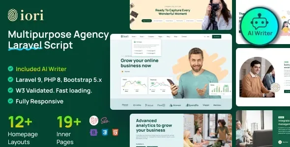 Iori – Business Website for Company, Agency, Startup with AI writer tool & shopping cart product artwork