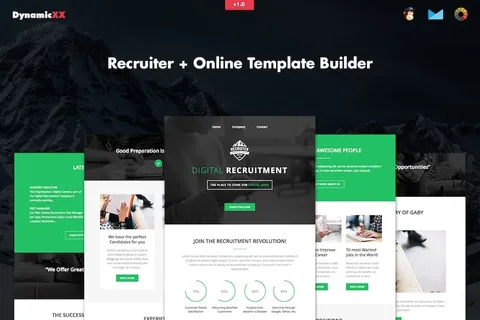 Recruiter – Responsive Recruitment Email + Builder product artwork