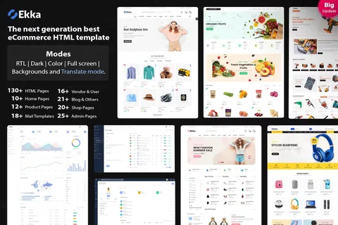 Ekka – Ecommerce HTML Template + Admin Dashboard product artwork