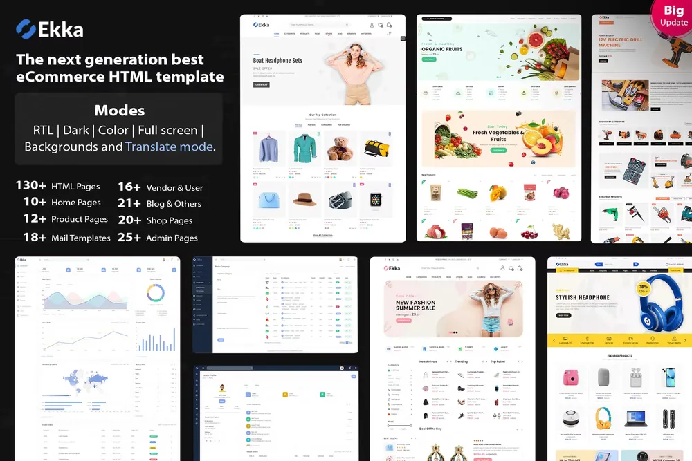 Ekka – Ecommerce HTML Template + Admin Dashboard product artwork