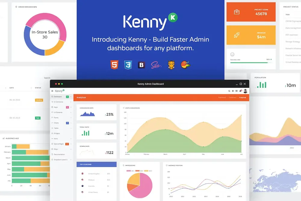 Kenny – Dashboard / Admin Site Responsive Template product artwork