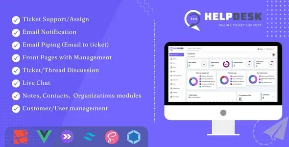 HelpDesk – Online Ticketing System with Website – ticket support and management product artwork