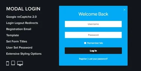 Modal Login Register Forgotten WordPress Plugin product artwork
