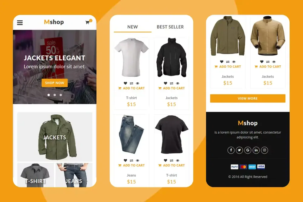 Mshop – eCommerce Mobile Template product artwork