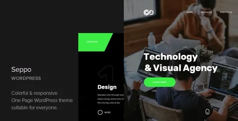 Seppo – Corporate One Page WordPress Theme product artwork