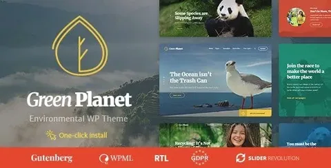 Ecology & Environment WordPress Theme – Green Planet product artwork