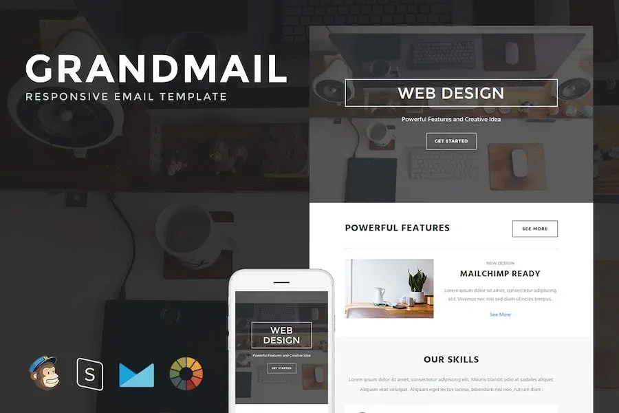 GrandMail – Responsive Email + StampReady Builder product artwork