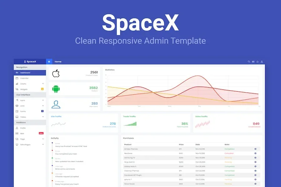 SpaceX – Bootstrap Admin Template product artwork