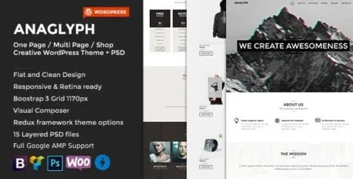 ANAGLYPH – One page / Multi Page WordPress Theme product artwork