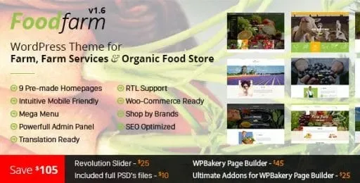FoodFarm – WordPress Theme for Farm, Farm Services and Organic Food Store product artwork