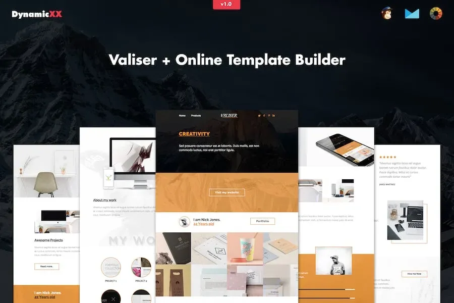 Valiser – Responsive Portfolio / Creative Email product artwork
