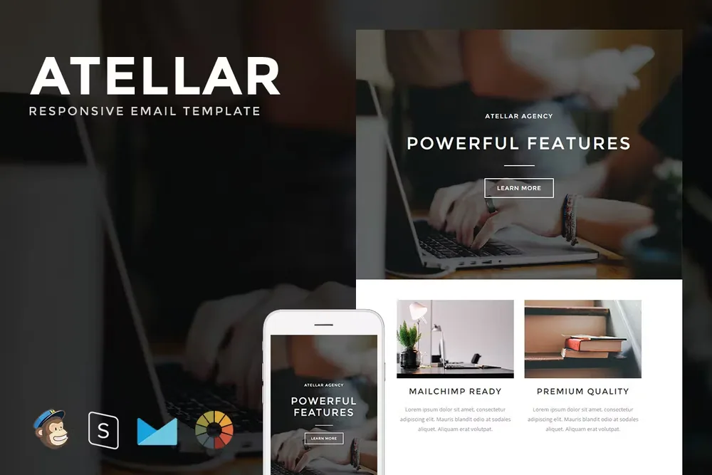 Atellar – Responsive Email + StampReady Builder product artwork