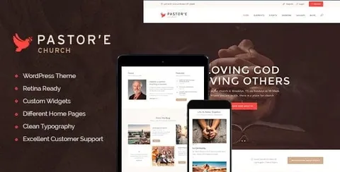 Pastor’e – Church, Religion & Charity WordPress Theme product artwork