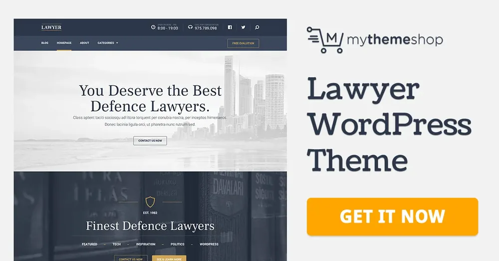 MyThemeShop Lawyer WordPress Theme product artwork