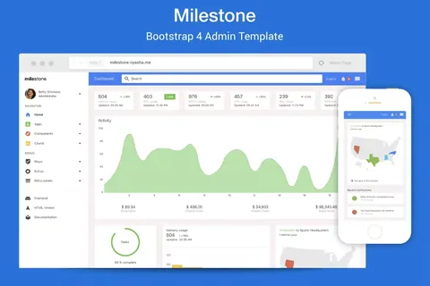 Milestone – Bootstrap 4 Admin Template product artwork