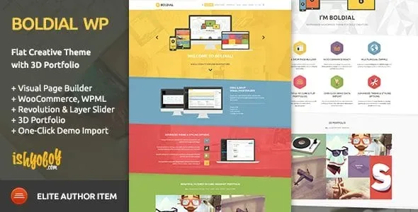 Boldial WP – Flat Creative Theme with 3D Portfolio product artwork