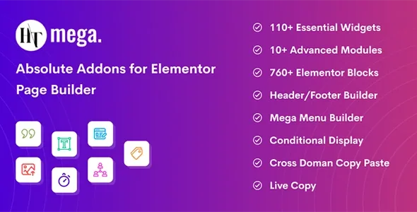 HT Mega Pro (Absolute Addons for Elementor) product artwork
