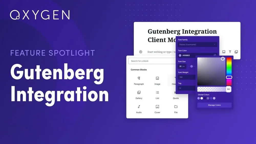 Oxygen Gutenberg Integration product artwork
