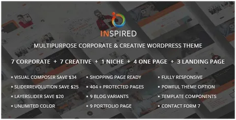 Inspired – Multipurpose Corporate and Creative Bootstrap WordPress Theme product artwork
