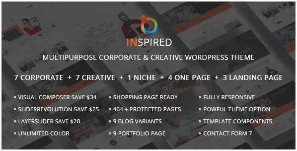 Inspired – Multipurpose Corporate and Creative Bootstrap WordPress Theme product artwork