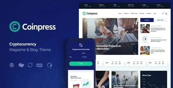 Coinpress – ICO Cryptocurrency Magazine & Blog Theme product artwork